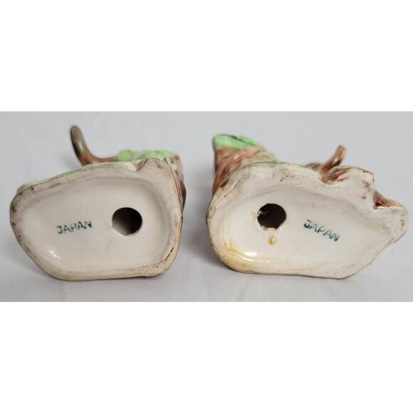 Vintage Japan Salt & Pepper Shakers Ceramic Tree with Large Green Leaves - Picture 5 of 5